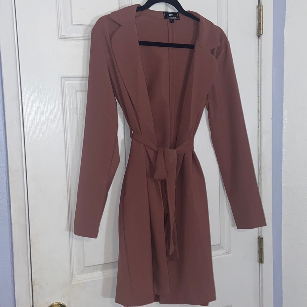 Rose pink long blazer jacket